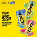 C4 Performance Energy Drink, Jolly Rancher Green Apple Flavor, Zero Sugar, Carbonated, 16 fl oz Can (12 Pack)