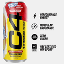 C4 Performance Energy Drink, Hawaiian Fruit Punch Juicy Red Flavor, Zero Sugar, Carbonated, 16 fl oz Can, 12 Pack