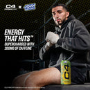 C4 Performance Energy Drink, Jolly Rancher Green Apple Flavor, Zero Sugar, Carbonated, 16 fl oz Can (12 Pack)