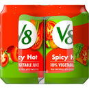 (4 pack) V8 Spicy Hot 100% Vegetable Juice, 11.5 fl oz Can, 24 Count (4 Packs of 6)