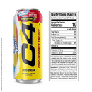 C4 Performance Energy Drink, Hawaiian Fruit Punch Juicy Red Flavor, Zero Sugar, Carbonated, 16 fl oz Can, 12 Pack