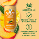 (4 pack) V8 Energy Peach Mango Energy Drink, 8 fl oz Can, 24 Pack
