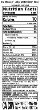 Monster Energy Zero Ultra, Sugar Free Energy Drink, 16 Ounce