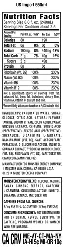 Monster Energy Zero Sugar, Green, Original, Low Calorie Energy Drink, 16 Ounce (Pack of 15), Can