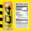 C4 Performance Energy Drink, Hawaiian Pineapple Popsicle Flavor, Zero Sugar, Carbonated, 16 oz can (12 Pack)