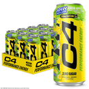 C4 Performance Energy Drink, Jolly Rancher Green Apple Flavor, Zero Sugar, Carbonated, 16 fl oz Can (12 Pack)