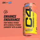 C4 Performance Energy Drink, Jolly Rancher Peach Flavor, 16 fl oz Cans, 12 Pack